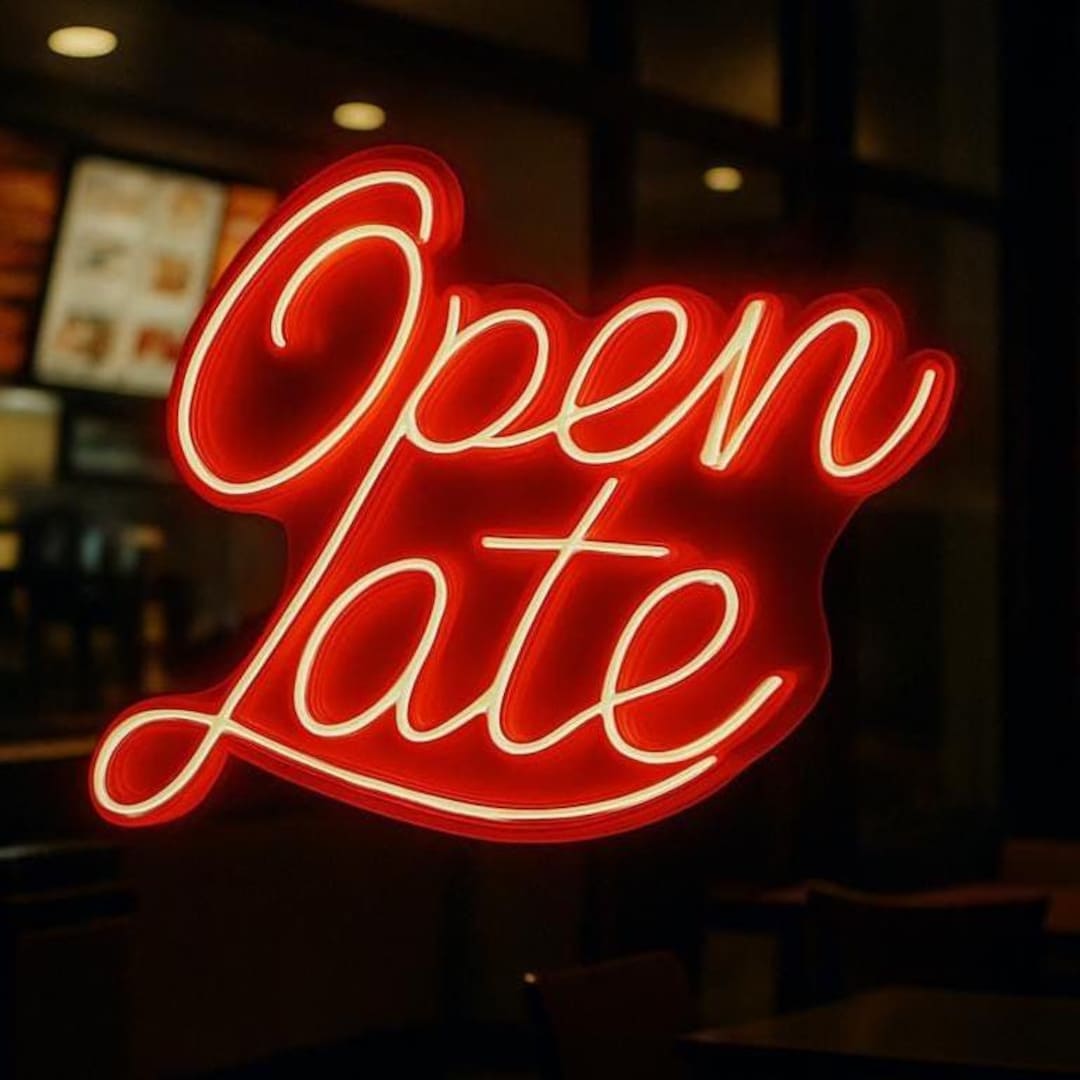 Open Late LED Neon Sign, Open Sign for Restaurants, Cafes, Bars ...