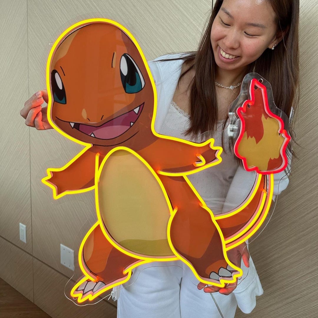 Charmander LED Neon Sign, Pokémon Inspired Wall Light, Gaming Room ...