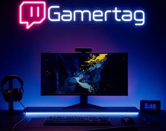 Custom Gamer Neon Sign, Personalized Gaming Room Light, Gamer Tag Wall Decor, RGB Game Setup Sign, Streamer Background Lighting