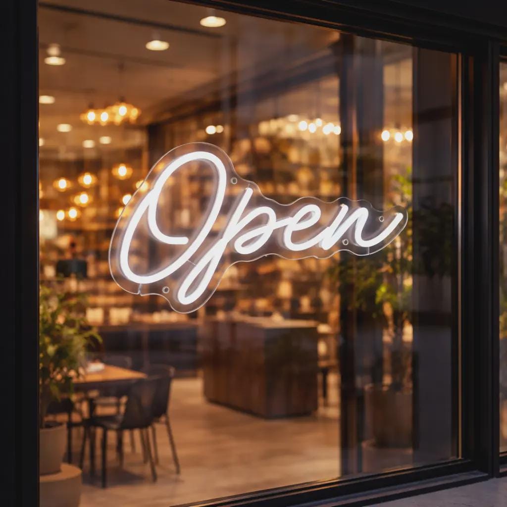 OPEN Neon Sign Cursive, LED Open Sign for Business, Storefront Window ...