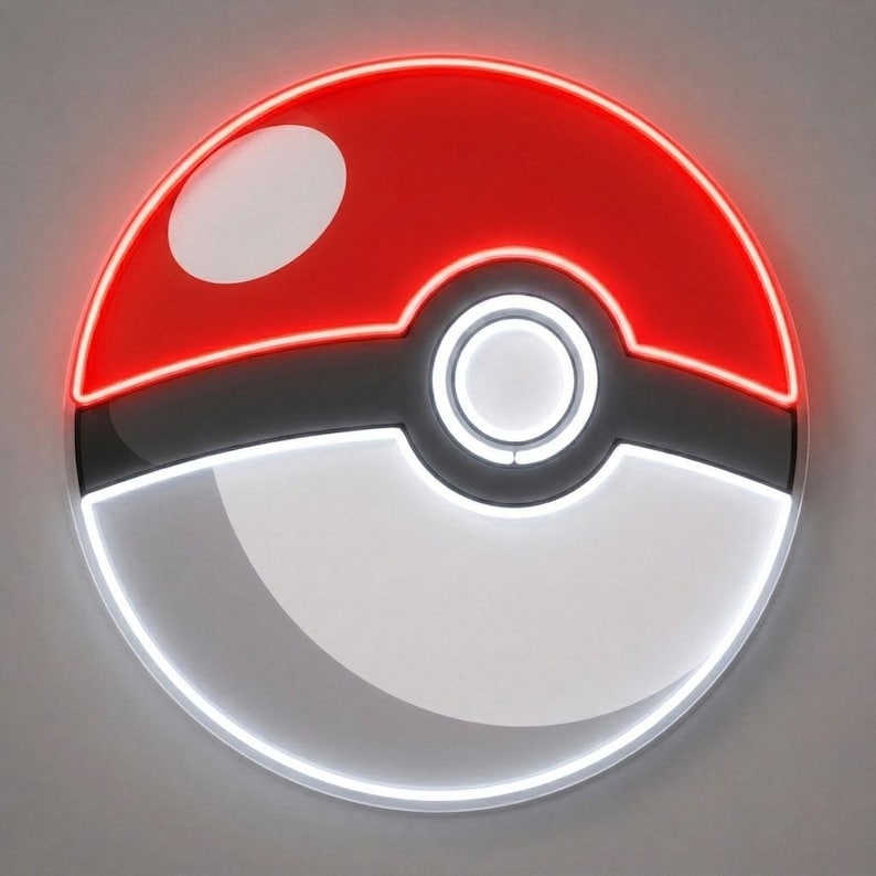 Pokeball Led Pokeball LED Neon Sign, Pokemon Sign, Gamer Room Decor, Anime Neon ...