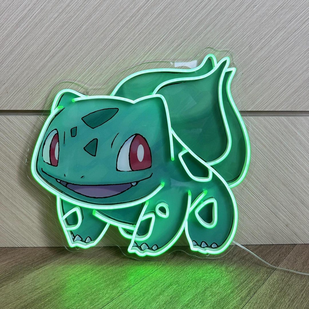 Bulbasaur LED Neon Sign, Pokémon Inspired Wall Light, Gaming Room Decor ...