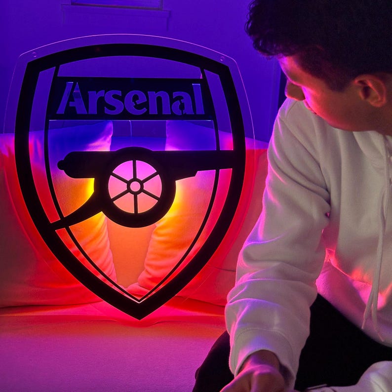 Arsenal Neon Sign, Custom Football Crest Neon Sign, LED Backlit Team ...