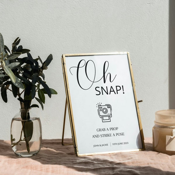 Wedding Photo Booth Sign, Modern Photobooth Sign, Photo Booth Sign, Grab a Prop Strike a Pose Sign