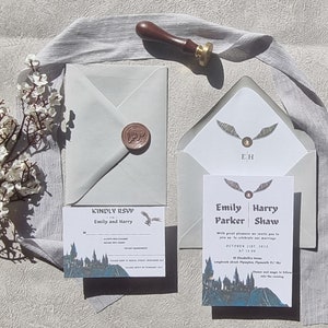 Wizard Wedding Invitation Set: Castle Magic Fantasy Invite