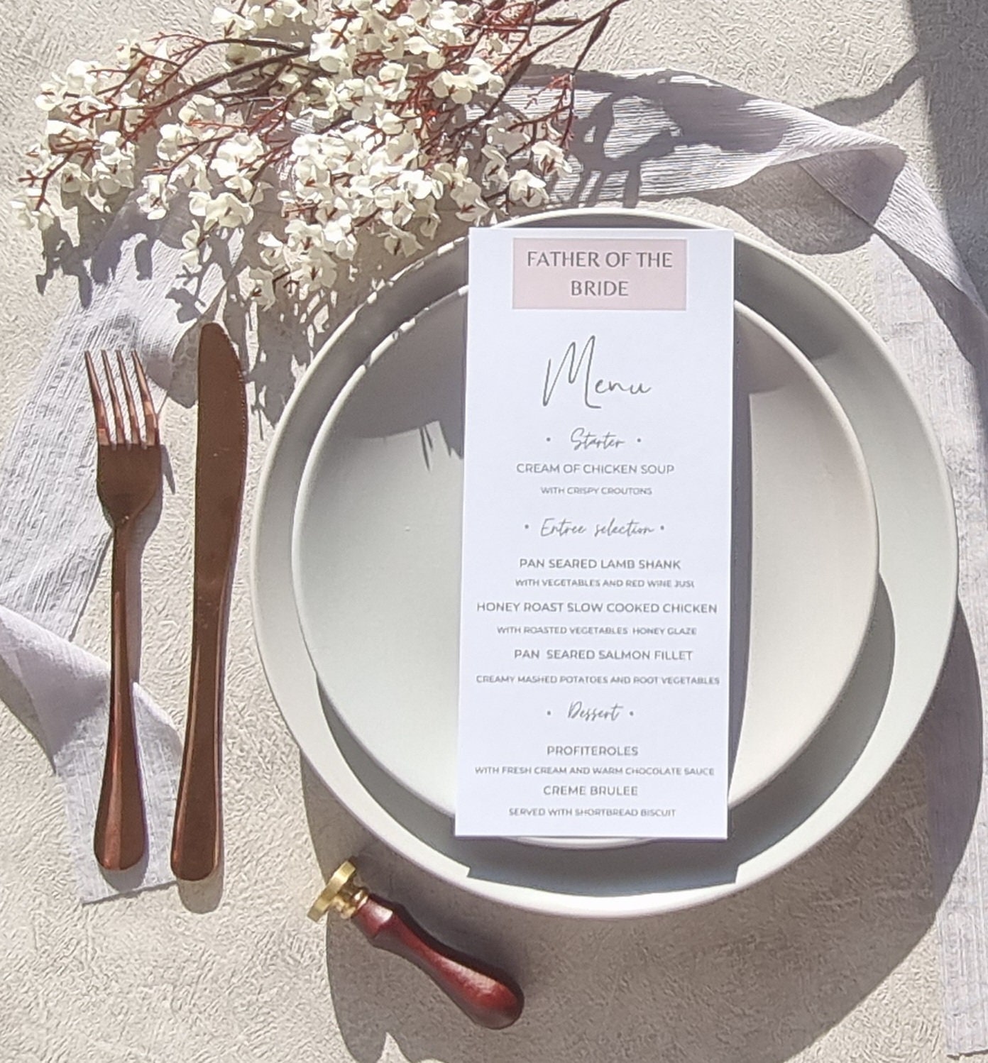 Wedding Breakfast Menu Wedding Menu Cards Wedding Breakfast Etsy UK