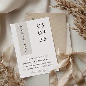 Natural beige Save the Date Cards: Boho taupe, champagne Floral Design