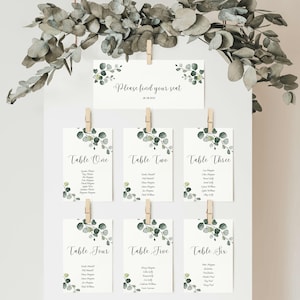 Eucalyptus Wedding Table Plan Cards: Seating Chart, Find Your Seat
