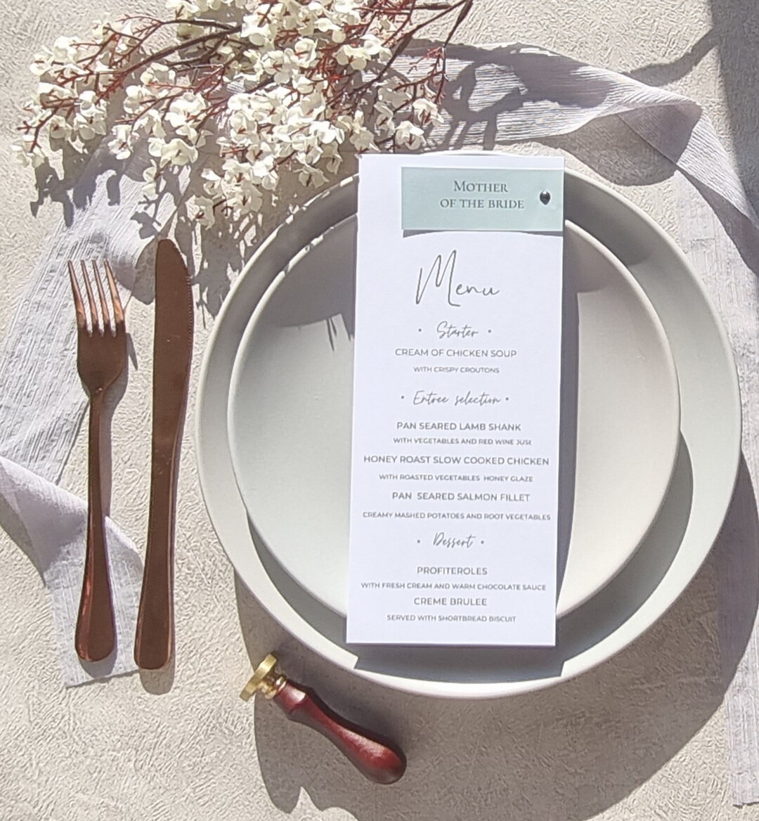 Wedding Breakfast Menu, Wedding Menu Cards, Wedding Breakfast Menu Card