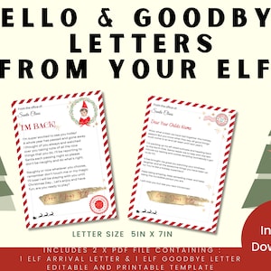 COMBO DE CARTA DE CHEGADA E CARTA DE Adeus DE ELFO | CARTAS DE ELFO | CARTA DE ELFO | CARTAS DE ELFO DE NATAL | ELFO DE NATAL | PACOTE DE CARTAS