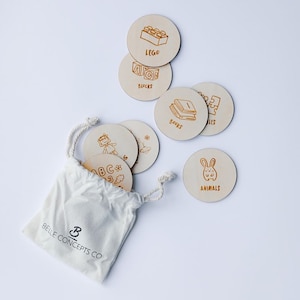 Round Wooden Disc Toy Labels! Custom laser cut wooden toy labels. | Ikea TROFAST | Storage Box Labels |