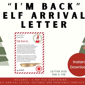 Welkomstbrief elfen | Kerstmis | Afdrukbare directe digitale download | Aankomstbrief elfen | Ik ben terug elfenbrief