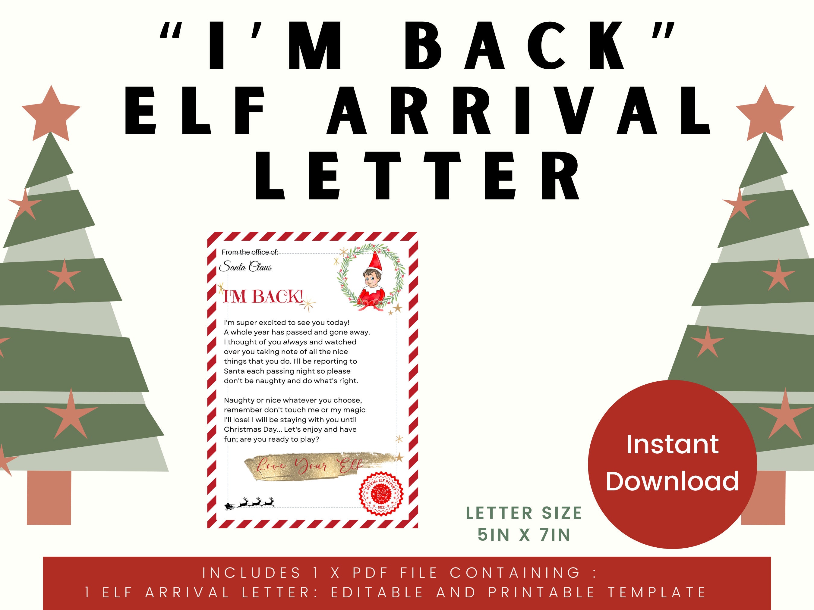 Elf Welcome Back Letter | Christmas | Printable Instant Digital ...