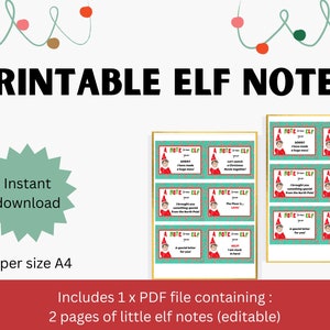 Elf Notizen Printable Weihnachten Sofort Download - Grußkarten von Elfen