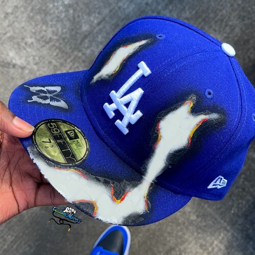 Custom LA Burning Fitted Hat/ Baseball 