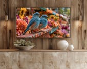 Bluebirds on Ledge Samsung Frame TV Art, Dahlia Sunflower (Digital Download) 187