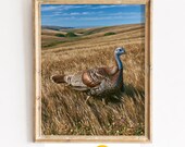 Strutting Wild Turkey Tom, Wide Prairie Landscape Printable Wall Art (Digital Download) 98