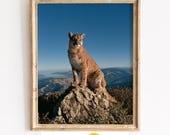 Mountain Lion Summit, Majestic Wildlife Landscape Printable Wall Art (Digital Download) 212