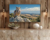 Majestic Horned Owl Landscape Samsung Frame TV Art (Digital Download) 52
