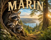 T-Shirt - Curious Raccoons - Nature Art Graphic - Discovering Marin