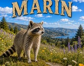 Long Sleeve Shirt - Meadow Raccoon  - Nature Art Graphic - Discovering Marin