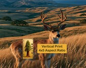 Majestic Deer in Golden Grass, Marin County Landscape Print (Digital Download)