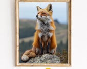 Fox on Boulder, Highland Landscape Printable Wall Art (Digital Download) 3