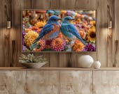 Bluebirds Garden Wildflowers Samsung Frame TV Art (Digital Download) 186