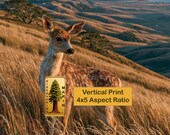 Coastal Deer in Golden Grass, Rustic Wildlife Printable Wall Art (Digital Download) 79