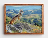 Coyote Wildlife Art, Rocky Mountain Landscape Printable Wall Art (Digital Download) 41