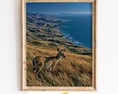 White Tailed Deer on Coastal Hillside, Golden Grass Printable Wall Art (Digital Download) 80