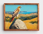 Vintage Red Tailed Hawk Print, Coastal California Landscape Printable Wall Art (Digital Download) 116