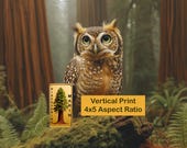 Woodland Owl Painting, Misty Redwood Forest Printable Wall Art (Digital Download) 195