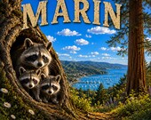 T-Shirt - Forest Raccoons - Nature Art Graphic - Discovering Marin