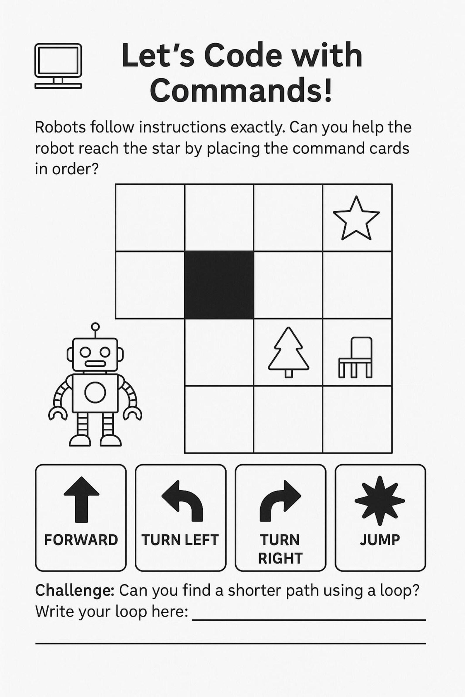 STEM & AI Coding Challenges: Screen-free Activities for Kids (printable ...