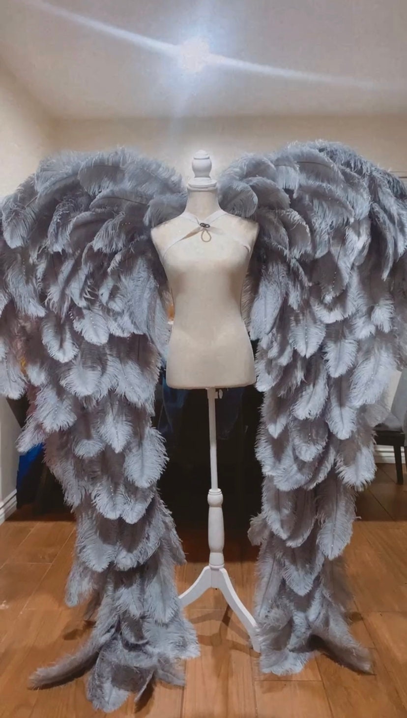 Grey Angel Wings With Rhinestones - Etsy