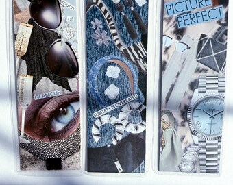Editorial Collage Bookmarks | Glam Fashion Magazine Art, Luxury Style (Set of 3)