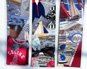 Coastal Preppy Bookmark Set | Sailing | Nautical Collage | Beach Reader Gift | Bookmarks for Summer Reading