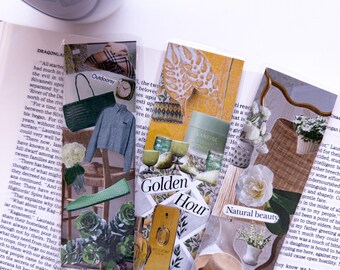 Neutral Bookmark Set | Earthy Collage Bookmarks | Reading Accessories | Gift for Readers