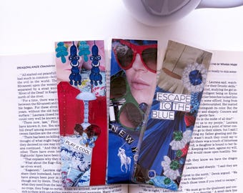 Blue Collage Bookmarks – Coastal, Old Money, Fashion Vibe (Set of 3)
