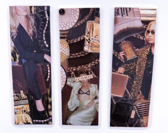 Collage Bookmark Set • Luxury Fashion Magazine Art • Chic Reader Accessory