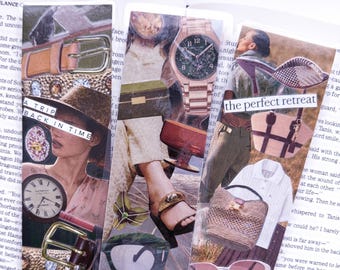 Vintage Editorial Collage Bookmarks | Travel, Neutral Fashion (Set of 3)