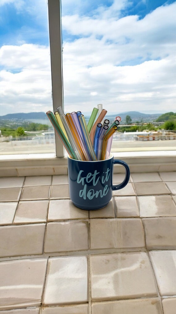 Reusable Glass Straws Bent Straight Colorful Borosilicate Cocktail Straws Libbey Can Coffee Sustainable Drinking Straws Housewarming Gift