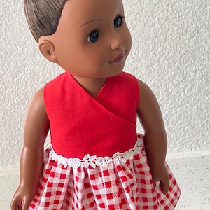 18 inch doll dress | red/white party dress | 18 inch doll holiday dress | my life doll dress | doll shoes