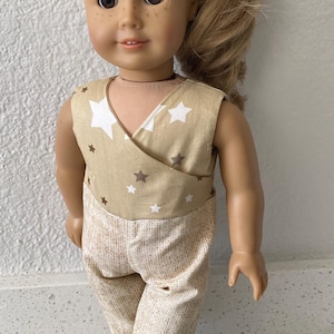 18 inch doll clothes | beige 1pc romper| 18 inch doll outfit | Our Generation doll dress | American Girl doll dress