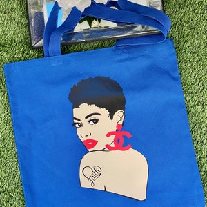 Blue Canvas Tote Bag, Work Bag, Gift For Her, Shopping Bag, Custom Tote Bag, Essential Tote, Bachelorette Bag, Birthday Gift, Mother&#39;s Day