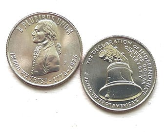 2026 P&D Declaration of Independence Quarter Set - Semi Quincentennial Quarters  1776 - 2026  - BU - Philadelphia and Denver Mints