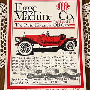Vintage Egge Machine Co. Catalog 1021 - Restoration Directory Catalog - The Parts House for Old Cars - Circa 1990