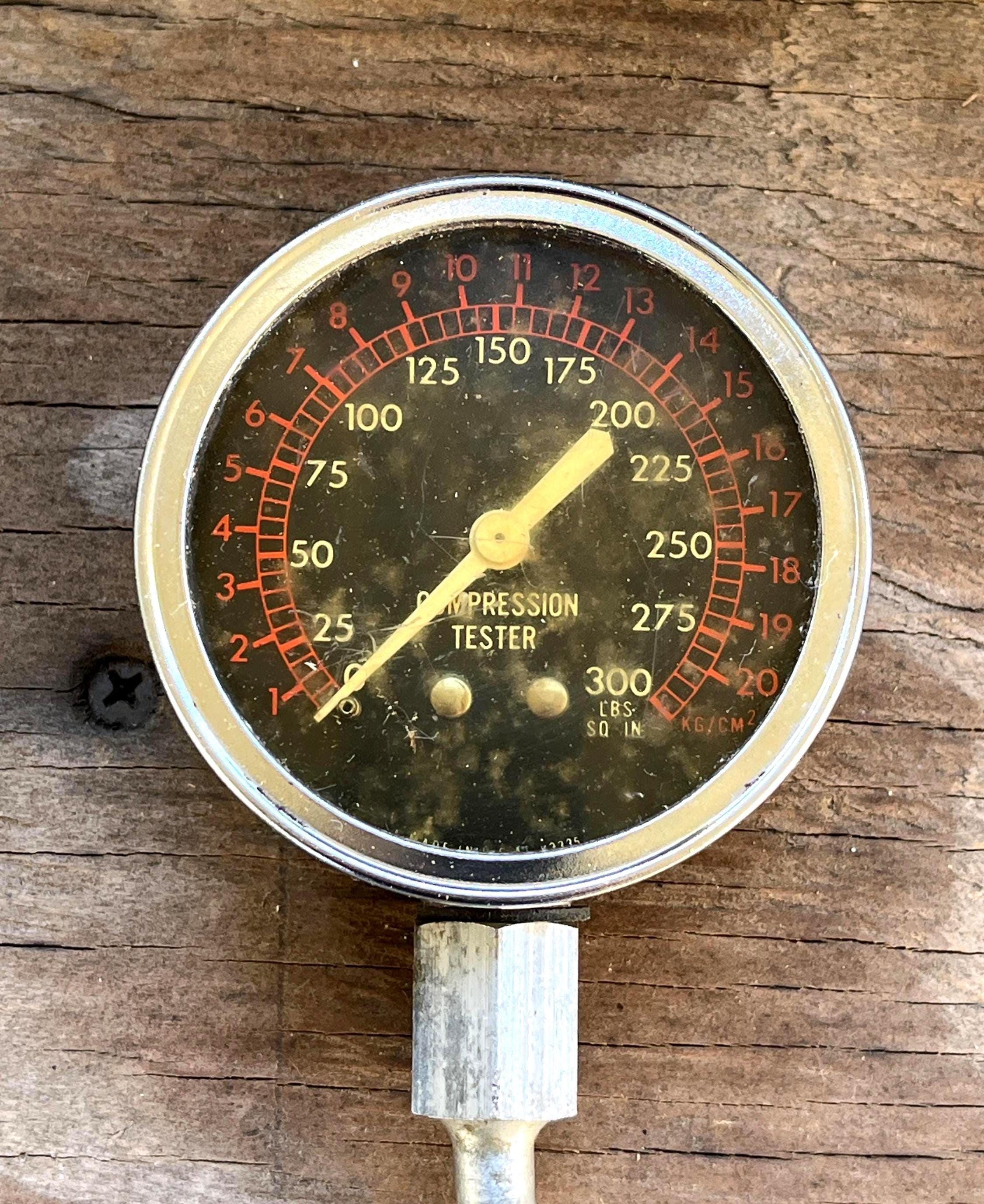 Vintage Unbranded Compression Tester - Compression Meter Gauge - Dial 0 ...
