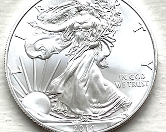 2014 American Silver Eagle - 1 Ounce Fine Silver - No Mint Mark - Brilliant Uncirculated